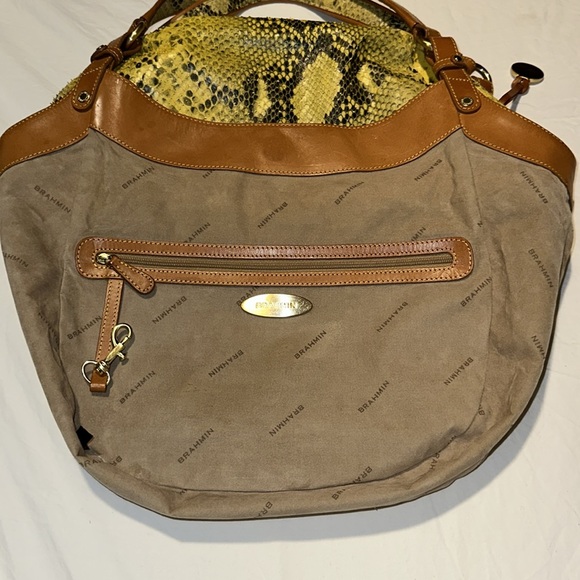 Brahmin Jackie Hobo Python Embossed Shoulder Bag Pristine - Picture 15 of 16